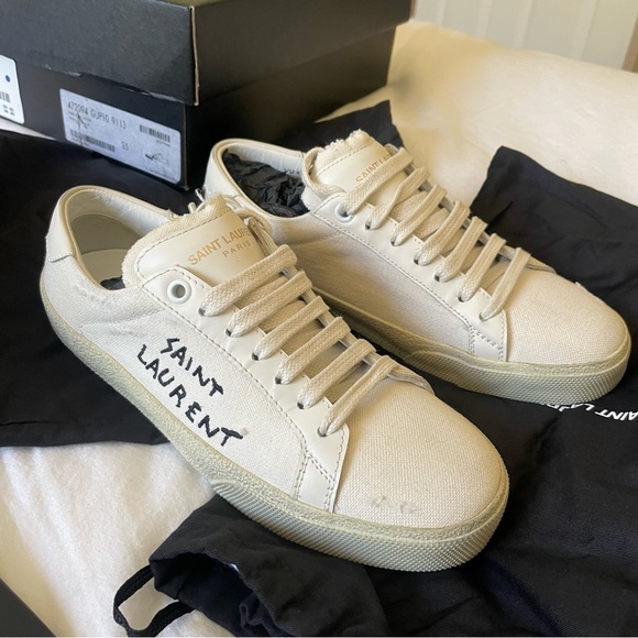 YSL Saint Laurent Court Classic Embroidered Sneakers - Picture 7 of 11